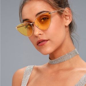 Perverse Yellow and Gold Cat-Eye Sunglasses